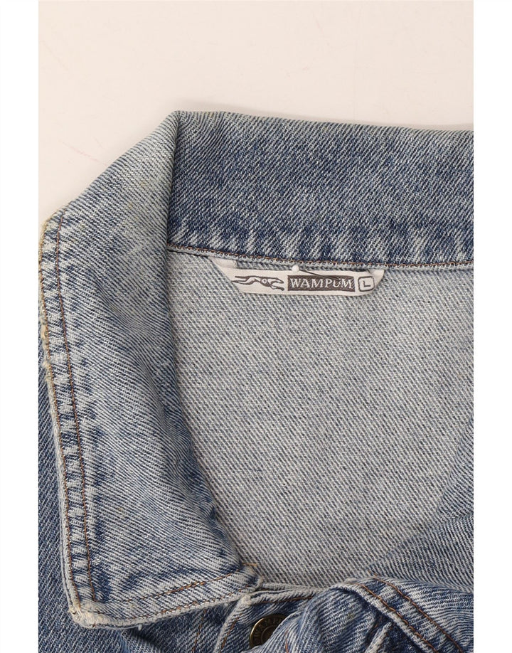 WAMPUM Mens Denim Jacket UK 40 Large Blue Cotton Vintage Wampum and Second-Hand Wampum from Messina Hembry 