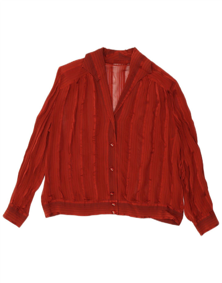 Винтажная женская блузка-рубашка UK 16, большая темно-бордовая полоска