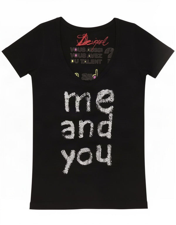 Женская футболка с рисунком Desigual Top UK 14, большая черная вискоза