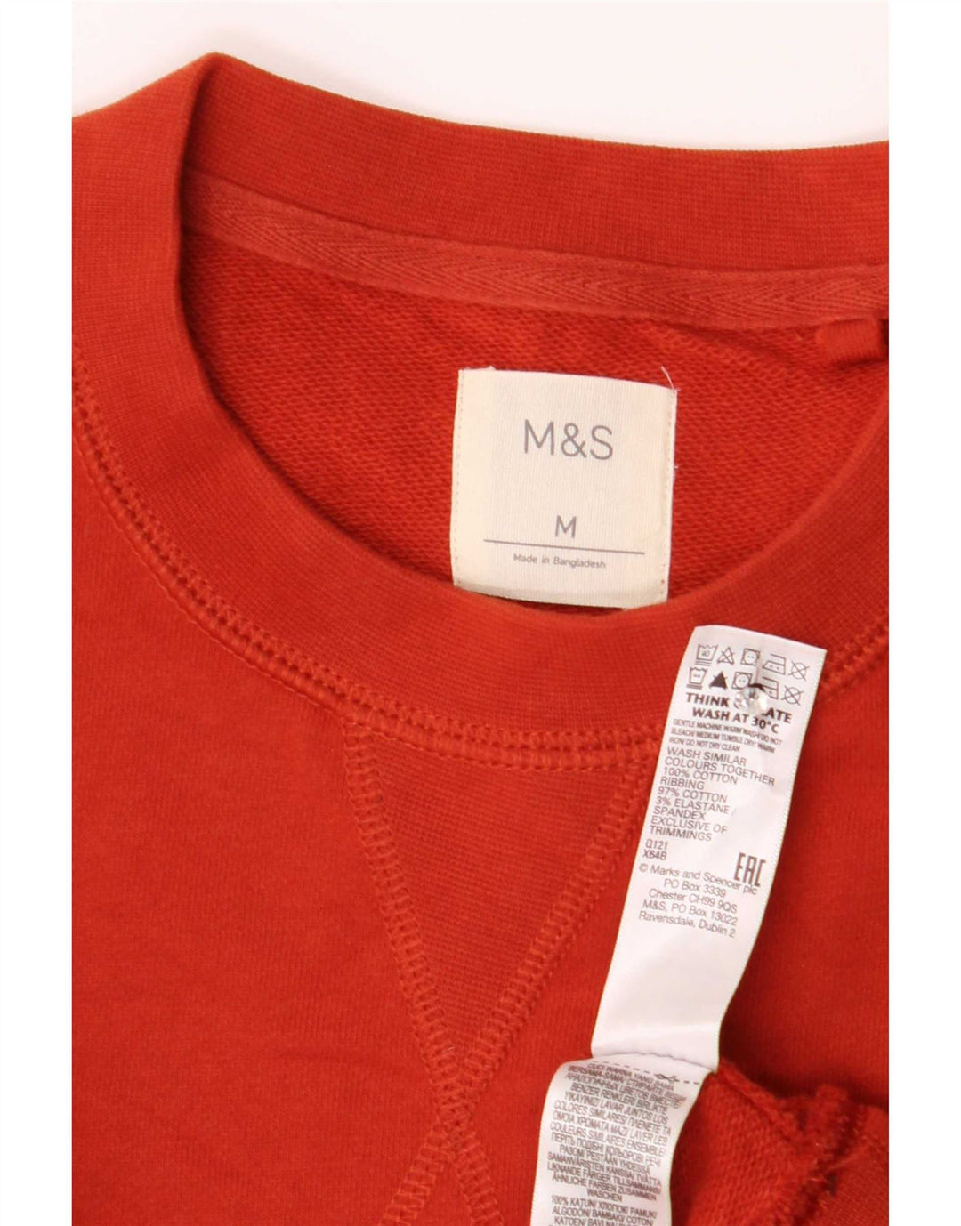 Мужской свитер Marks & Spencer, хлопковый джемпер среднего красного цвета