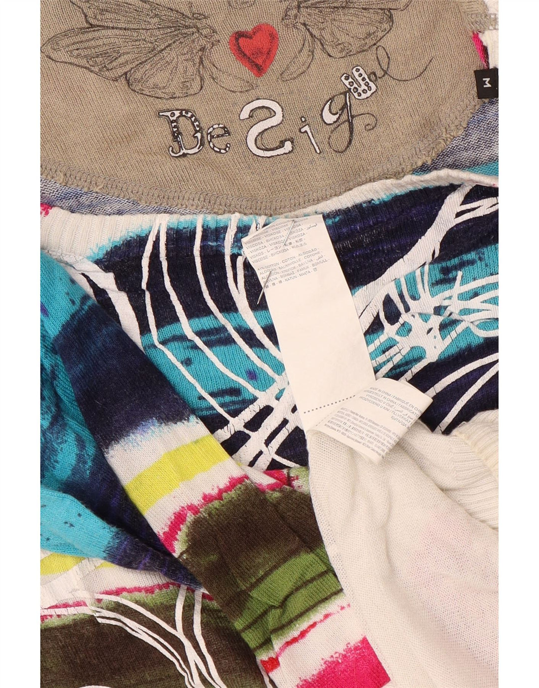 Женский свитер с вырезом «лодочка» Desigual UK 12, средний разноцветный