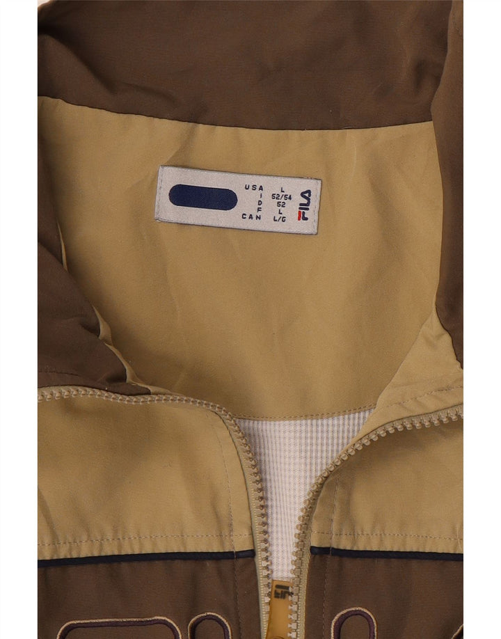 Мужской спортивный костюм FILA с графическим рисунком, большая куртка с цветными блоками бежевого цвета