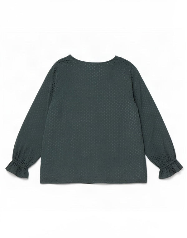 Crew Clothing Женская блузка с длинным рукавом, топ UK 12, средний зеленый горошек
