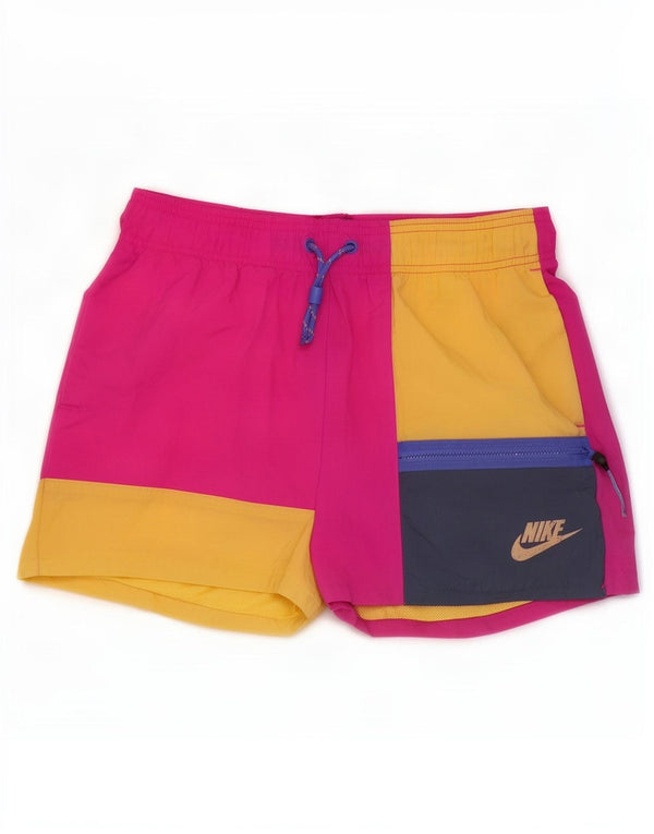 Женские шорты для плавания Nike UK 10, маленькие розовые нейлоновые шорты с цветными блоками