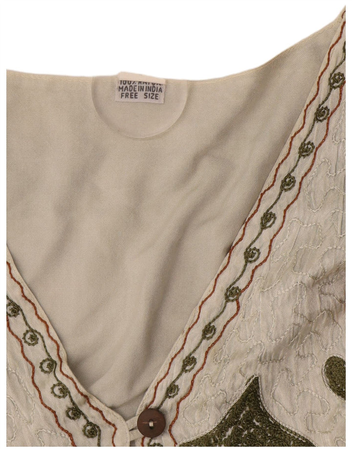 Винтажный женский жилет с абстрактным узором, один размер, белый вискоза