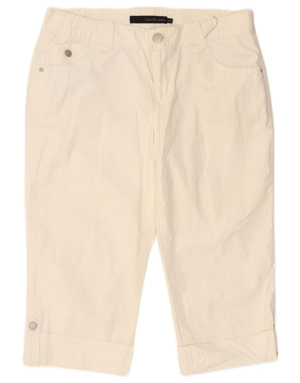 CALVIN KLEIN Женские узкие капри США 12, большие W34 L19 Off White