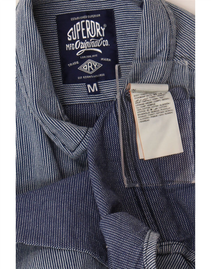 Мужская рубашка обычного кроя Superdry среднего размера, темно-синяя, хлопковая в тонкую полоску