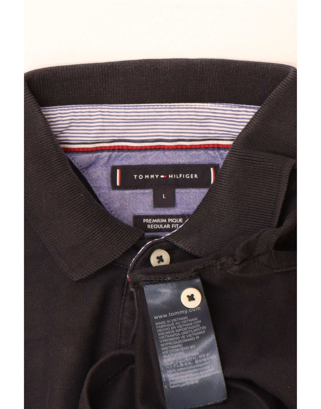 Мужская рубашка-поло обычного кроя Tommy Hilfiger, большая черная хлопковая рубашка