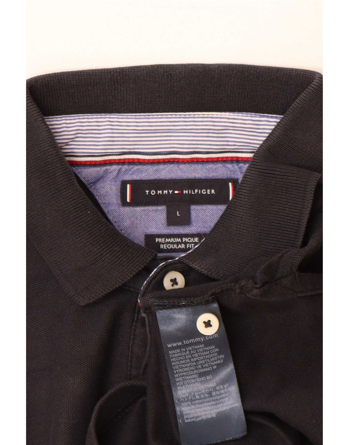 Мужская рубашка-поло обычного кроя Tommy Hilfiger, большая черная хлопковая рубашка
