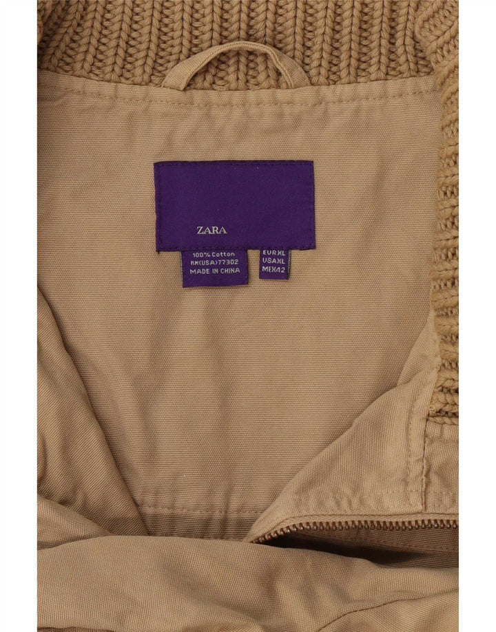 Мужская куртка-бомбер Zara UK 42 XL, бежевый хлопок