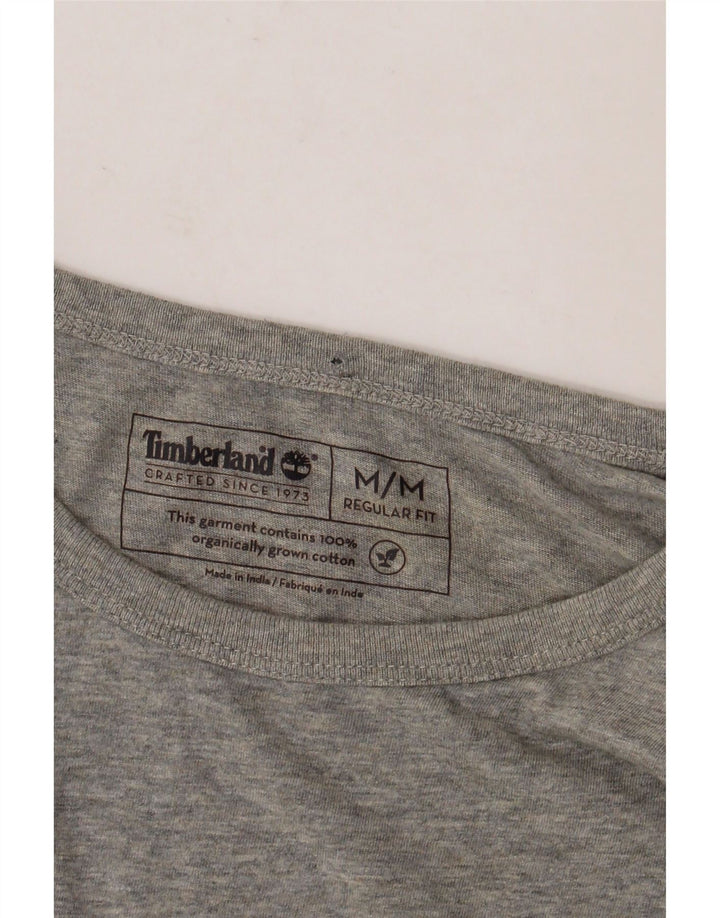 TIMBERLAND Мужская футболка обычного кроя с рисунком, топ из хлопка среднего серого цвета с крапинками