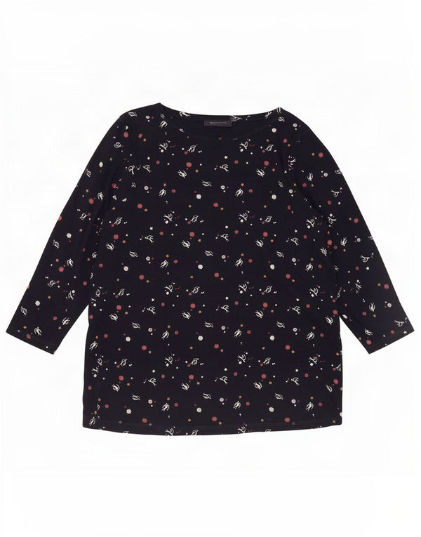 Женский топ с абстрактным узором Marks & Spencer, рукав 3/4, UK 20, 2XL, темно-синий