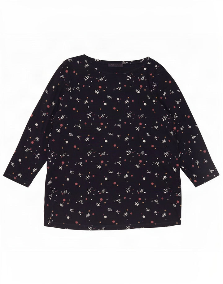 Женский топ с абстрактным узором Marks & Spencer, рукав 3/4, UK 20, 2XL, темно-синий
