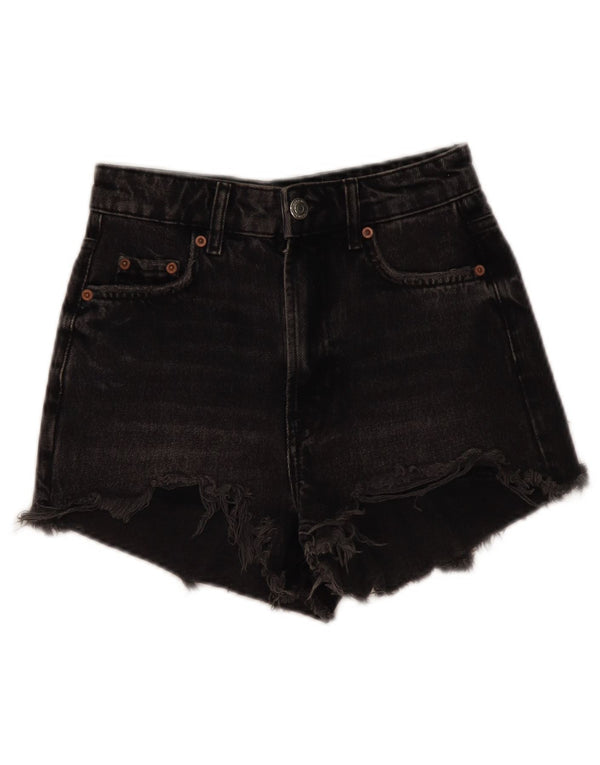 Женские джинсовые шорты Zara с высокой талией и широкими штанинами EU 32 2XS W22, черные