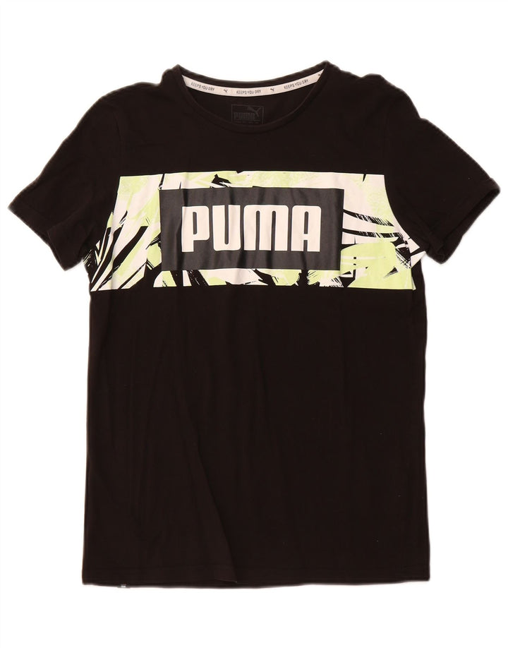 Футболка с рисунком PUMA для мальчиков, топ 13-14 лет, черный хлопок