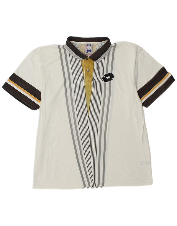 Мужская рубашка поло Lotto UK 40/42, хлопок в большую белую полоску