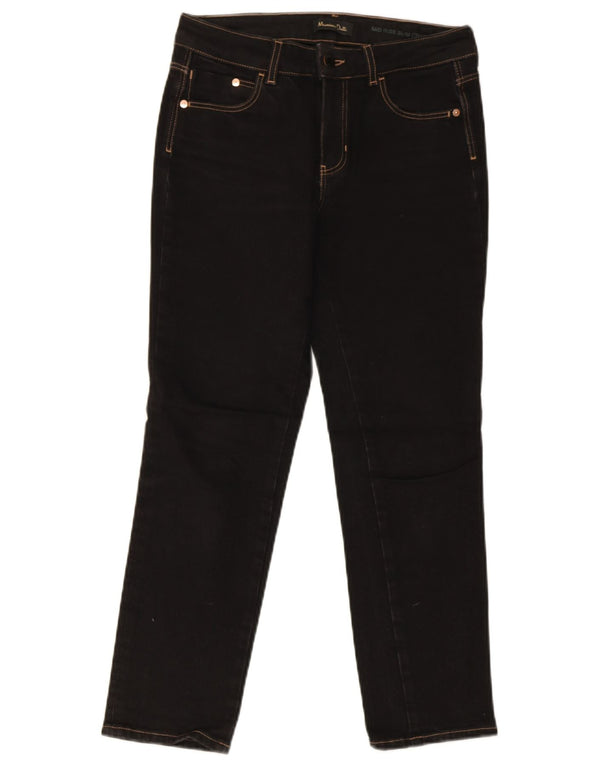 Женские укороченные зауженные джинсы со средней посадкой Massimo Dutti EU 36 XS W26 L26, черный хлопок