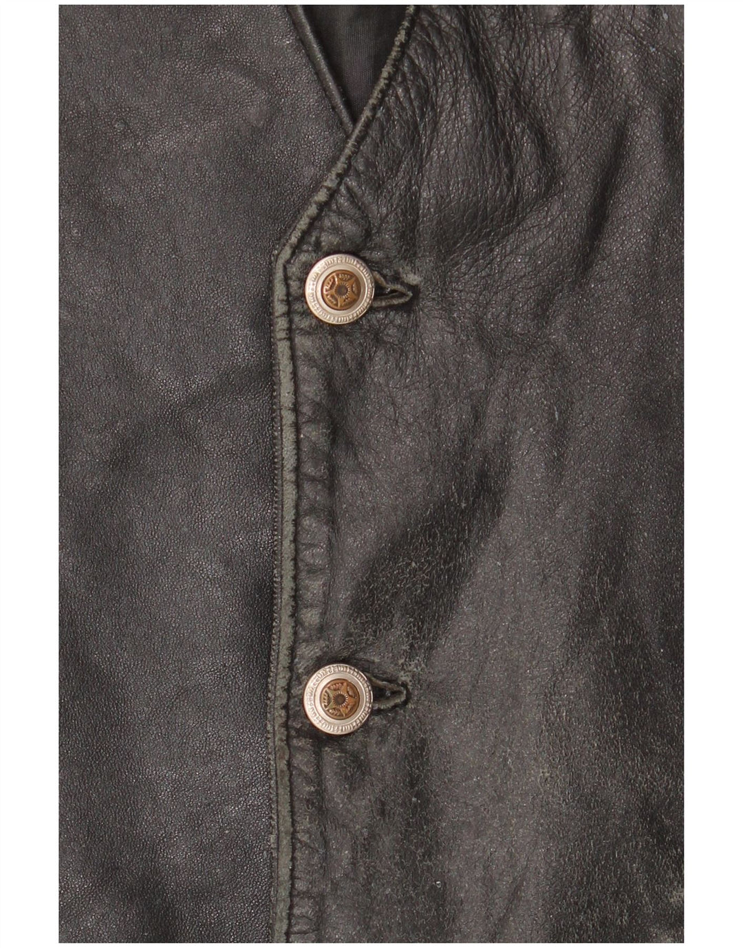 ВИНТАЖНЫЙ Мужской кожаный жилет IT 52 большой черный кожаный