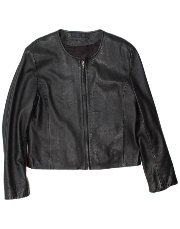 Женская укороченная кожаная куртка RABERG EU 42, большая черная кожа