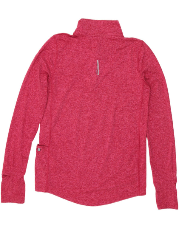 Женский топ Nike Dri Fit с воротником на молнии и длинным рукавом UK 6 XS, розовый полиэстер