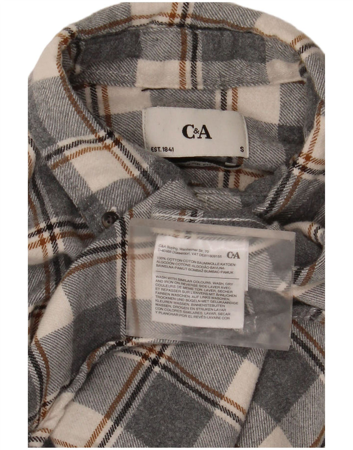 Мужская фланелевая рубашка C & A, маленькая серая клетка, хлопок