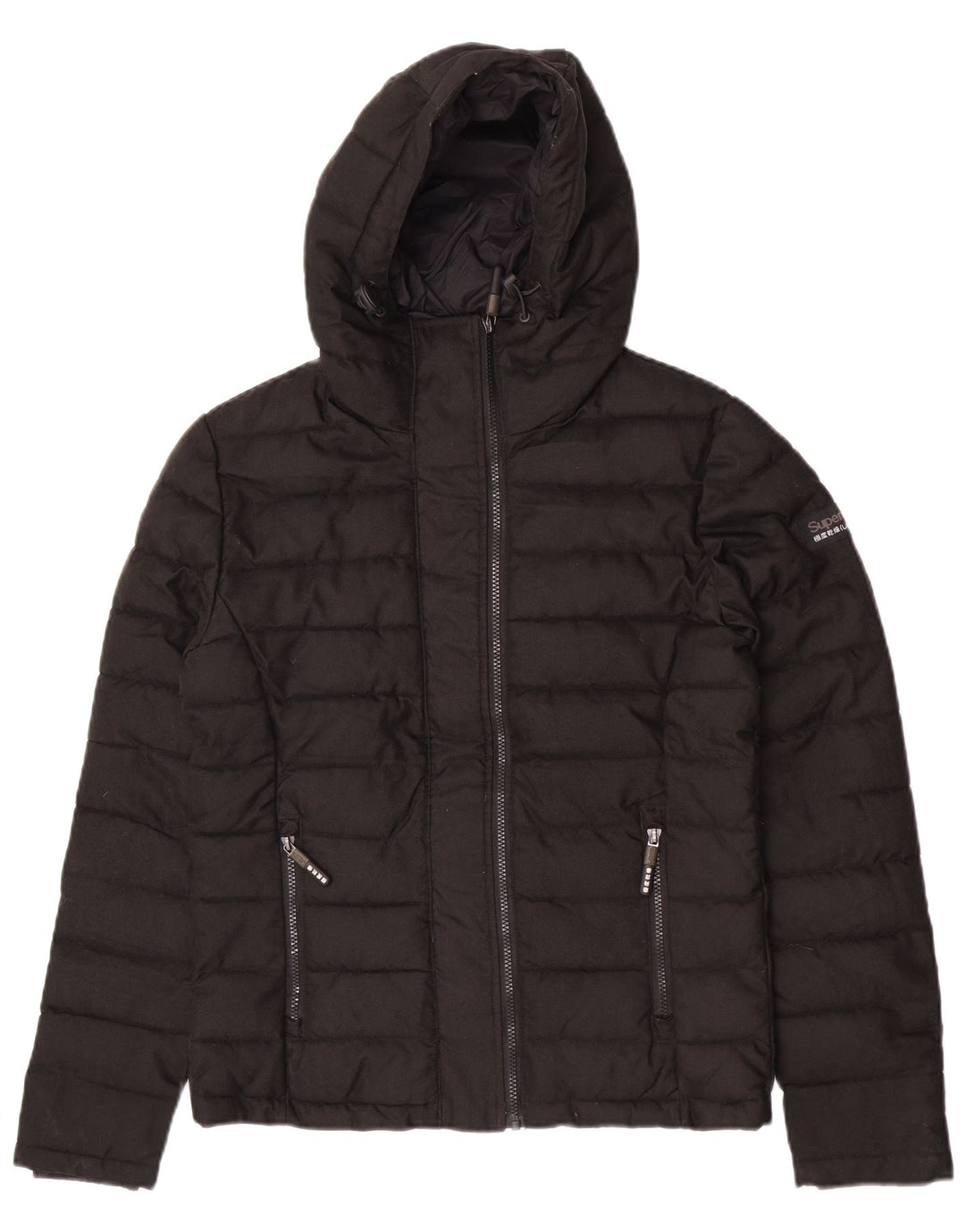 Мужская утепленная куртка с капюшоном Superdry UK 38, средний черный полиэстер