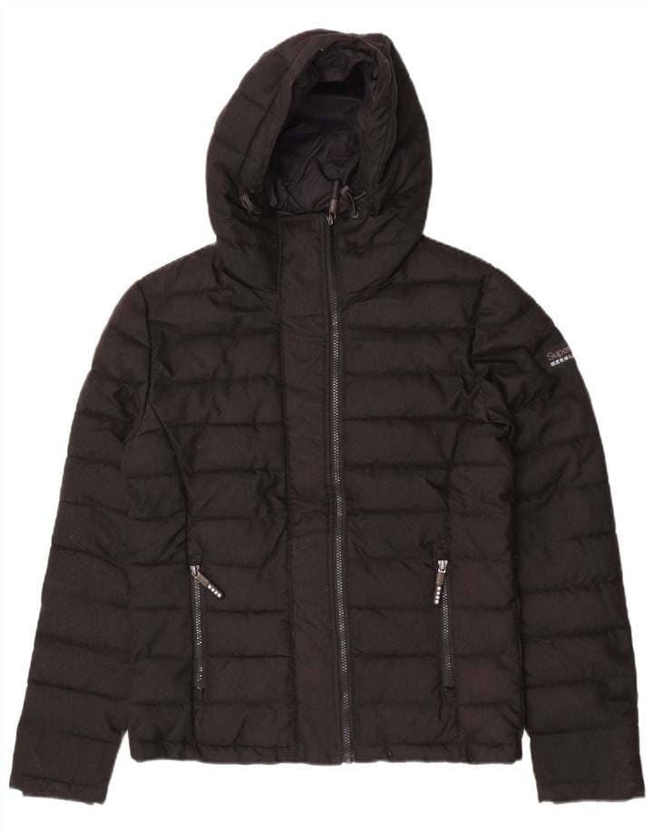 Мужская утепленная куртка с капюшоном Superdry UK 38, средний черный полиэстер