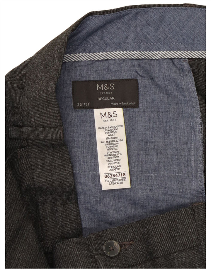 Мужские прямые костюмные брюки MARKS & SPENCER W36 L31, серый полиэстер
