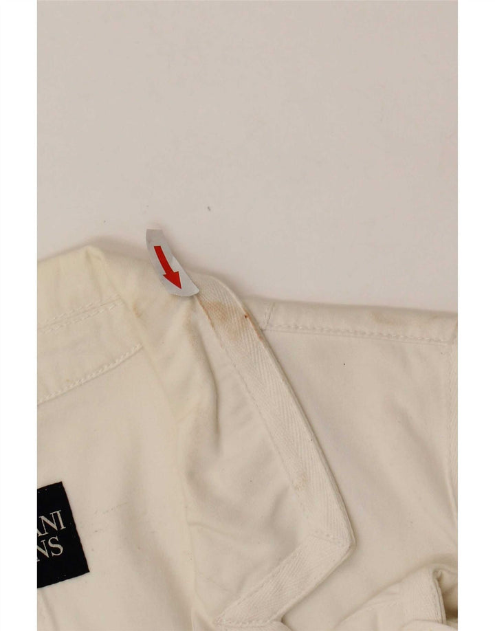 Armani Jeans Женский пиджак на 3 пуговицах UK 18 XL Белый Хлопок
