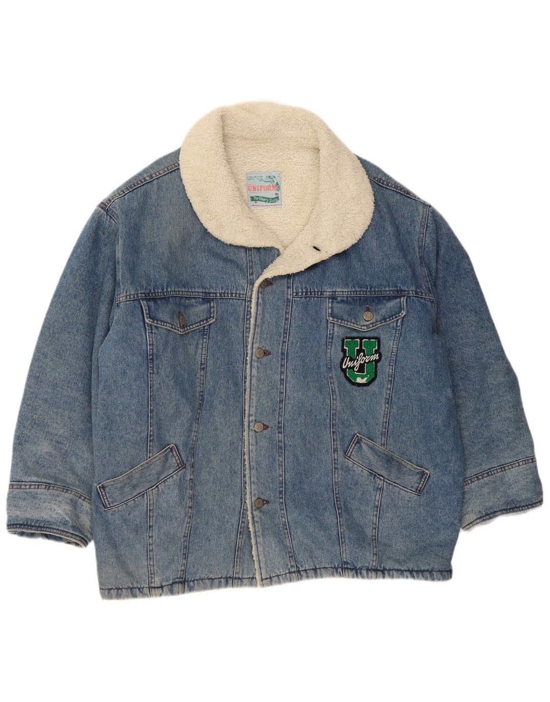 Мужская джинсовая куртка-шерпа UNIFORM UK 42 XL синяя