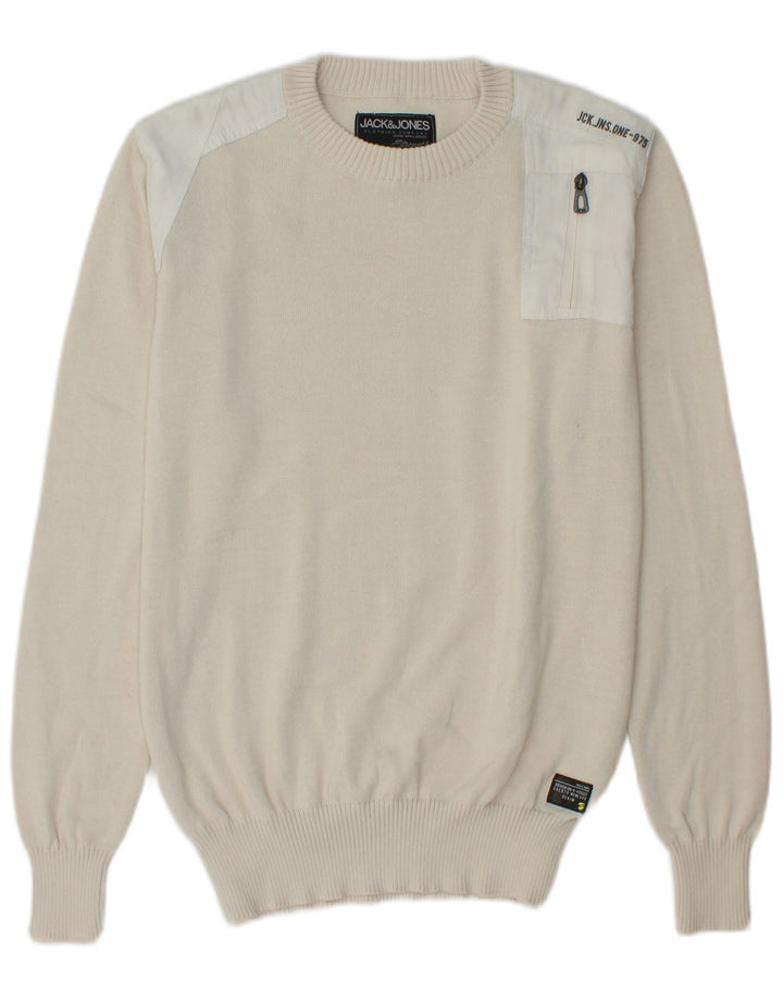Мужской джемпер с круглым вырезом JACK & JONES, маленький белый