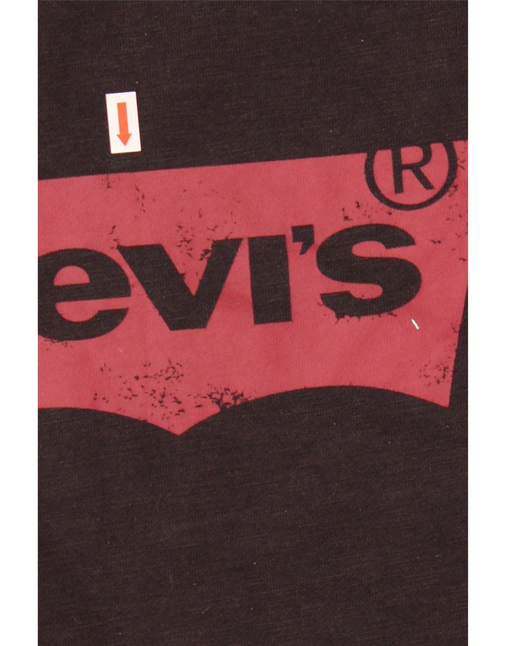 Мужской свитшот с рисунком Levi's, хлопковый джемпер среднего размера, черный