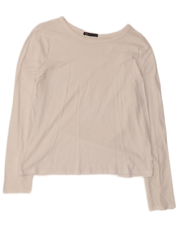 Женский топ Zara с длинным рукавом UK 18 XL, белый хлопок