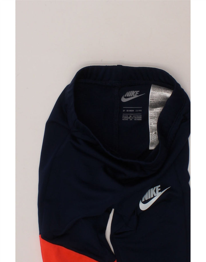 NIKE Girls Leggings 2-3 Years  Navy Blue Colourblock Polyester Vintage Nike and Second-Hand Nike from Messina Hembry 