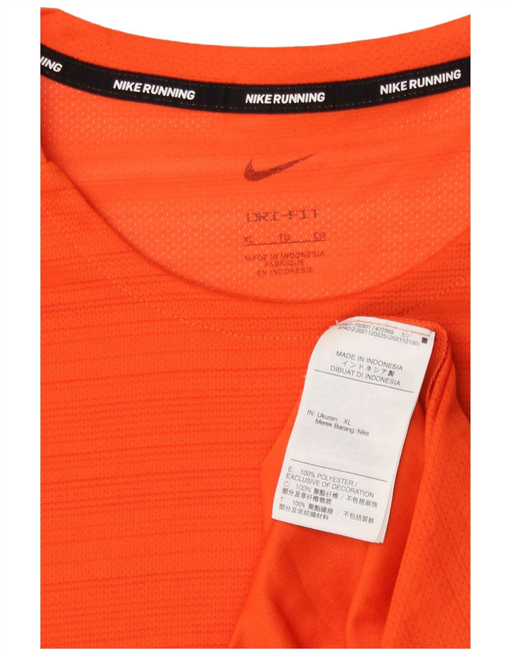 Мужская футболка Nike Dri Fit Top XL из полиэстера в оранжевую полоску