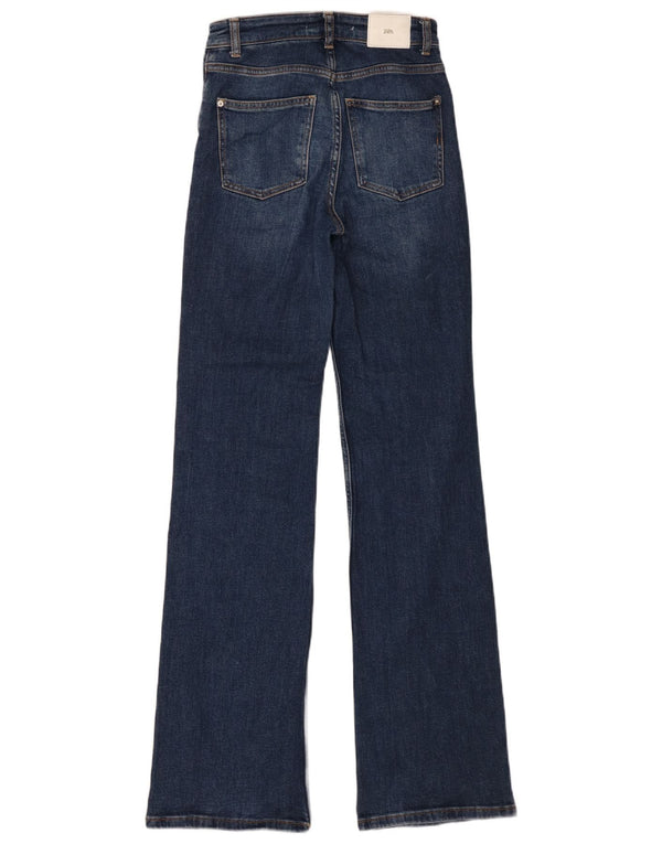 Женские прямые джинсы Zara с высокой посадкой EU 34 2XS W24 L34 Темно-синие, хлопок
