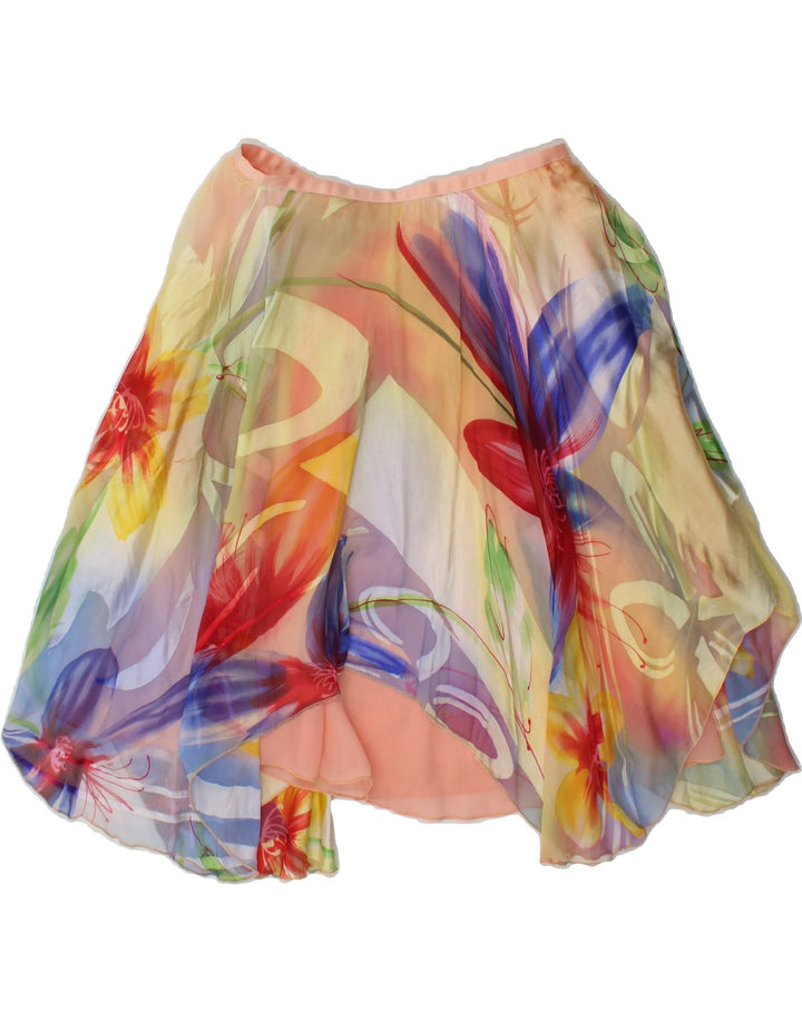 VINTAGE Womens Asymmetrical Skirt W26 Small Multicoloured Floral Polyester Vintage Vintage and Second-Hand Vintage from Messina Hembry 