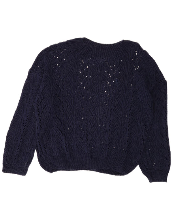 Vintage Womens Oversized Crew Neck Jumper Sweater UK 18 XL Navy Blue