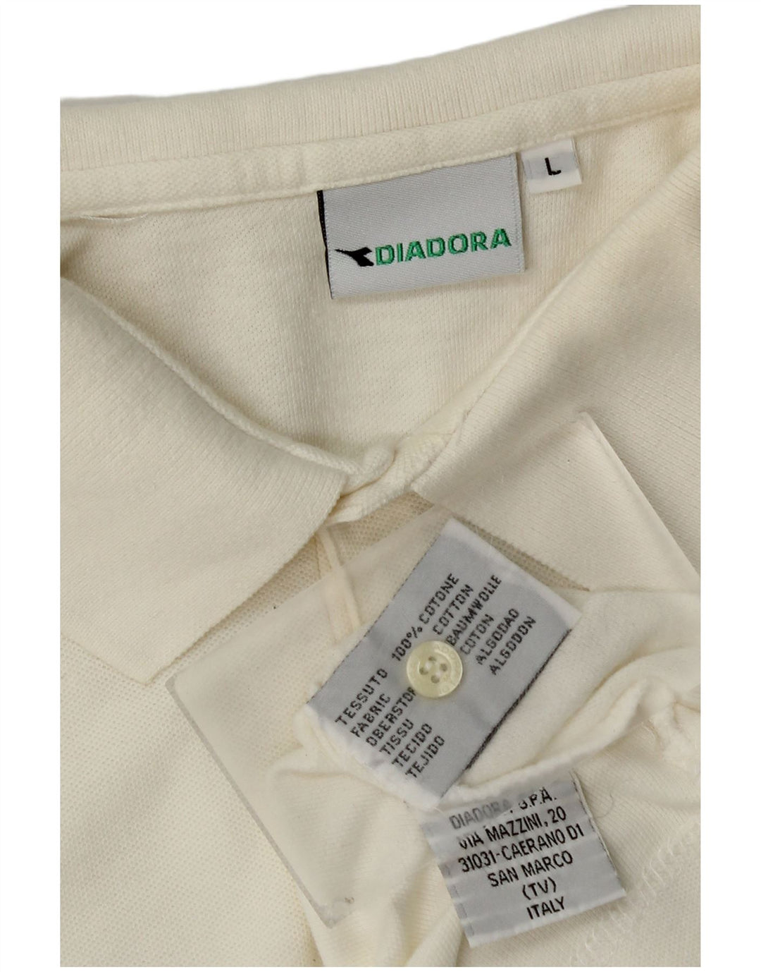 Мужская рубашка-поло Diadora большого размера из хлопка белого цвета