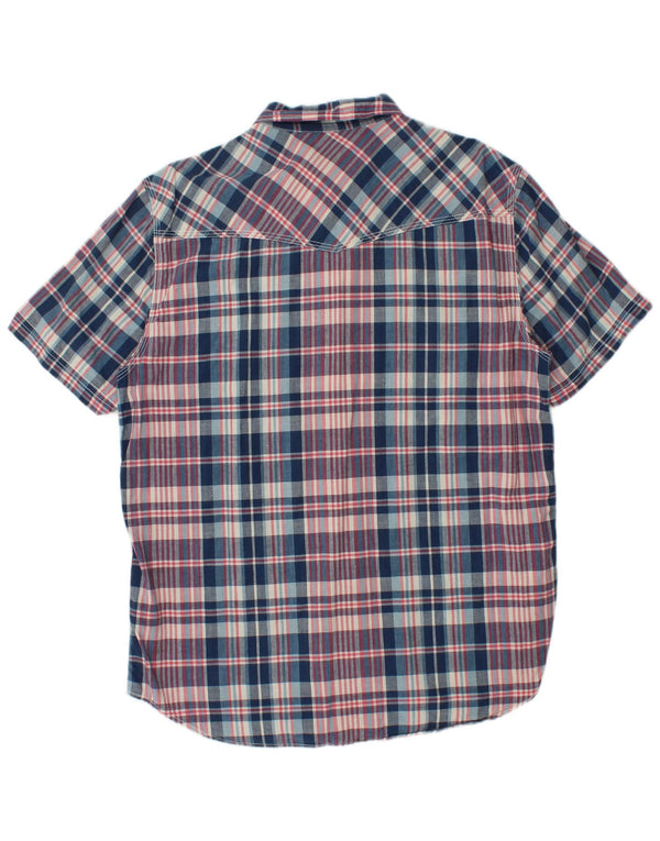 Мужская рубашка с коротким рукавом Rifle XL, синяя клетчатая хлопковая ткань