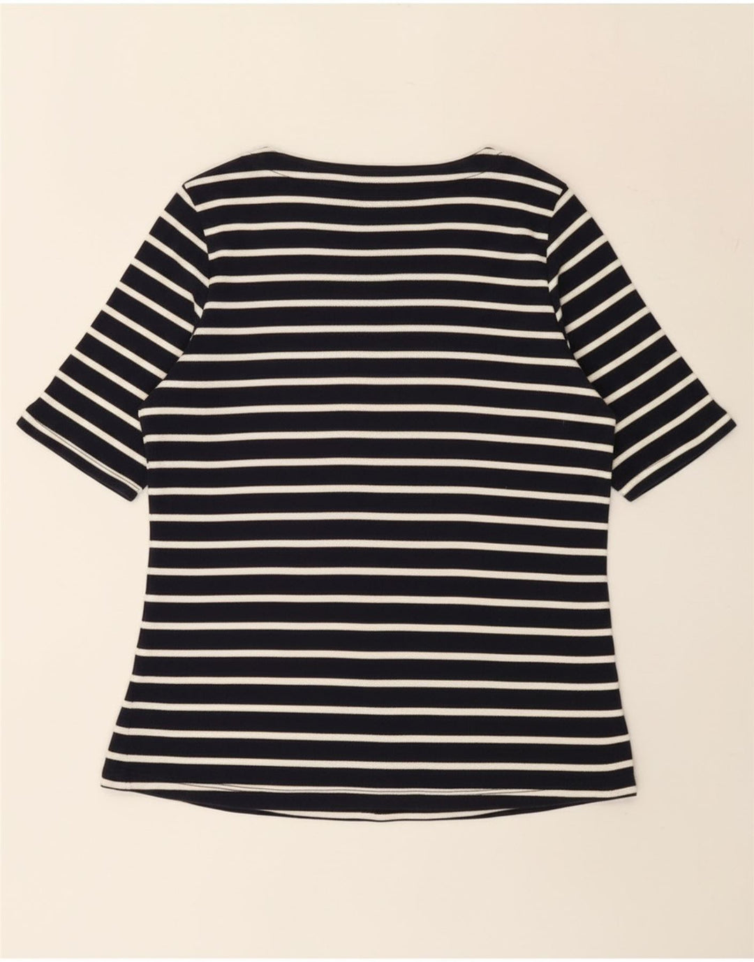 Женская футболка L.L.Bean Top UK 12 Medium Navy Blue Striped Cotton