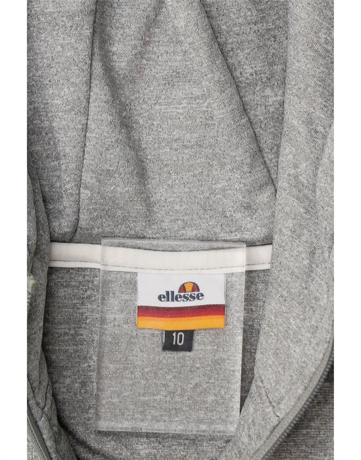 ELLESSE Womens Zip Hoodie Sweater UK 10 Small Grey Striped Polyester Vintage Ellesse and Second-Hand Ellesse from Messina Hembry 