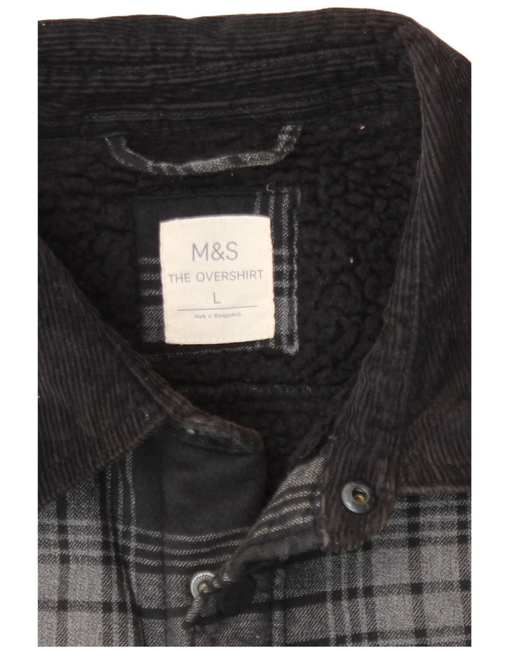 Мужская фланелевая рубашка Marks & Spencer, большая серая клетка, хлопок