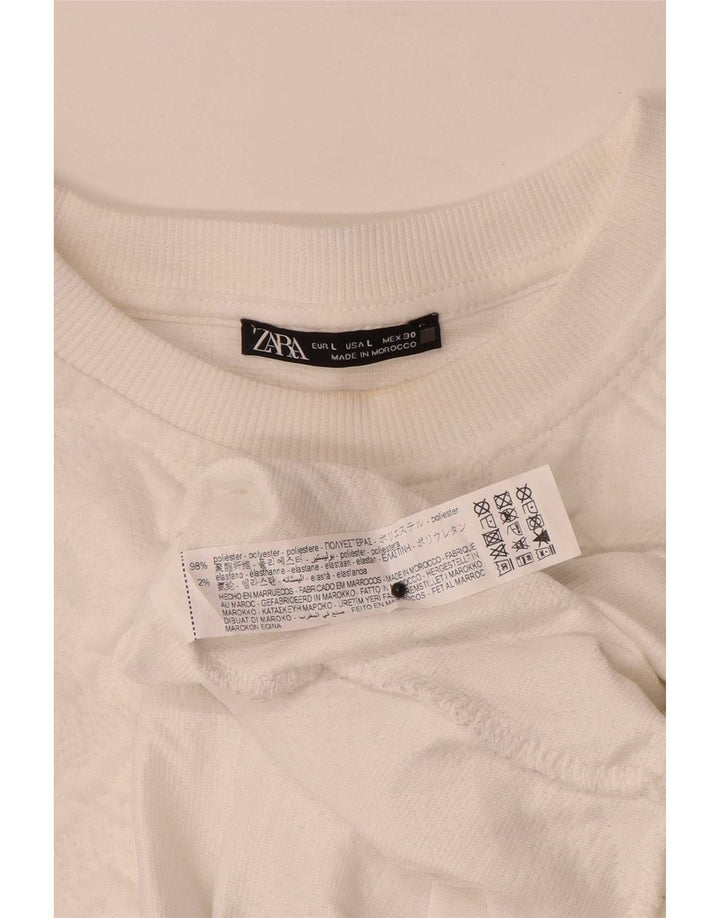 Женский джемпер оверсайз Zara UK 16, большой белый с геометрическим узором