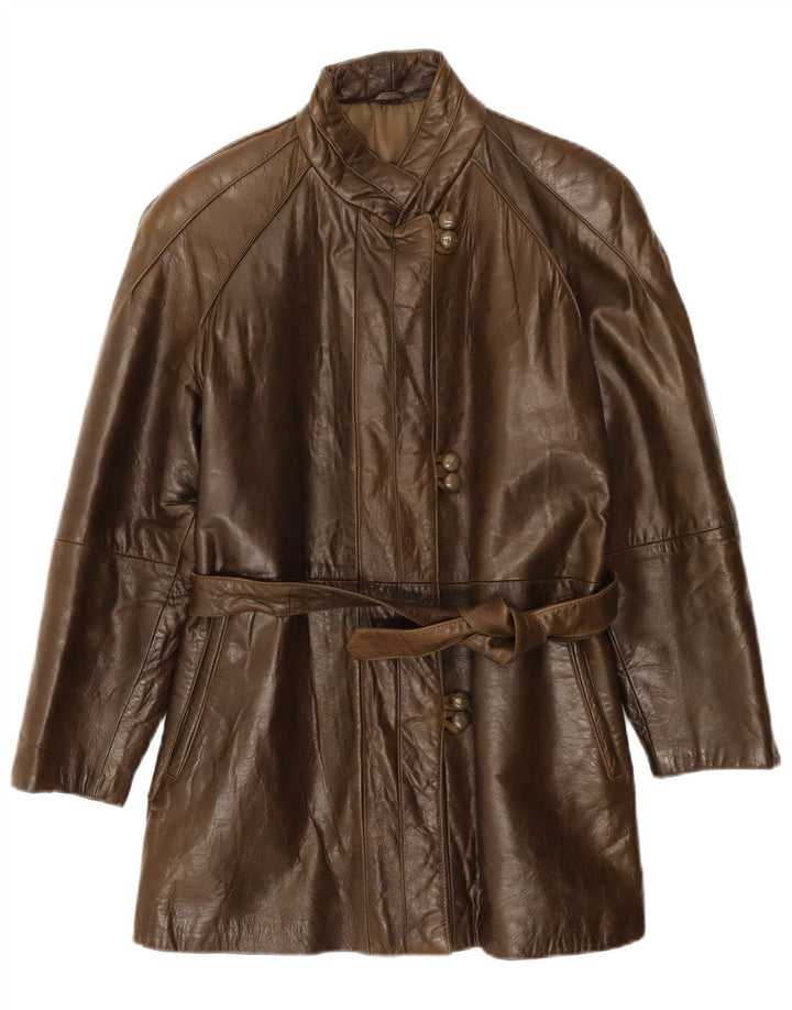 Винтажное женское кожаное пальто IT 42 Medium Brown Leather