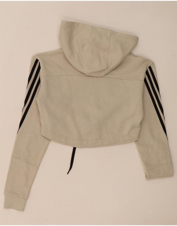 Женский укороченный джемпер с капюшоном Adidas Primegreen UK 4/6 XS, серый хлопок