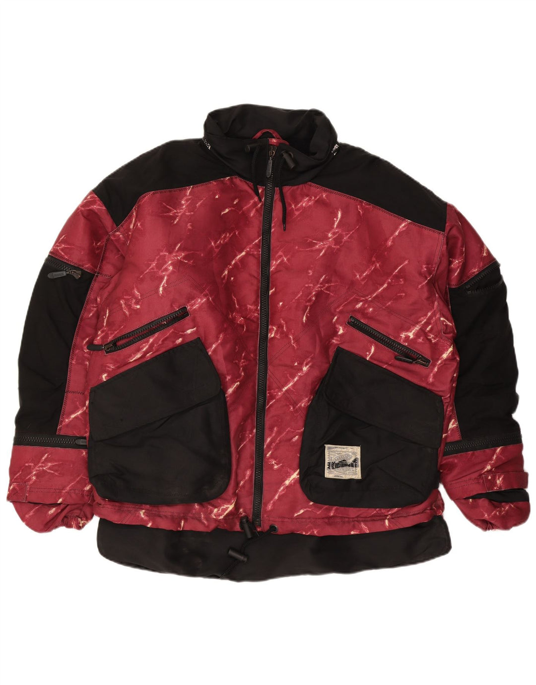IGUANA Mens Graphic Ski Jacket UK 42 XL Red Colourblock Polyester