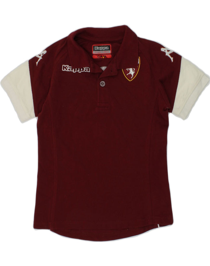 KAPPA Boys Graphic Polo Shirt 7-8 Years Burgundy Colourblock Cotton | Vintage Kappa | Thrift | Second-Hand Kappa | Used Clothing | Messina Hembry 