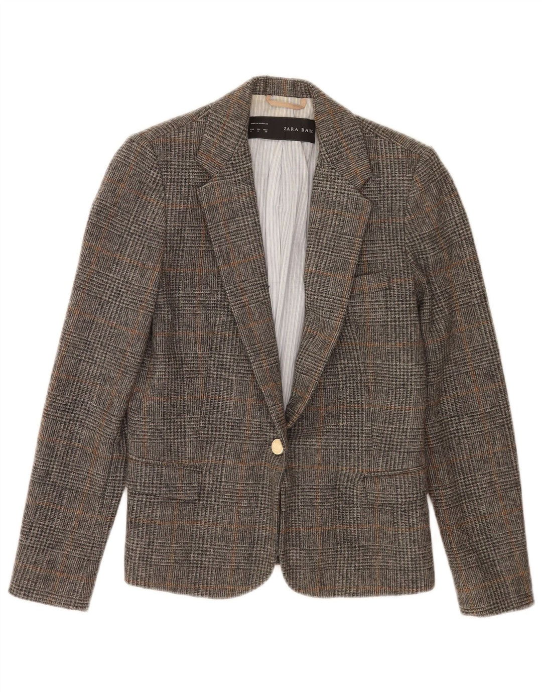 Женский пиджак на 1 пуговице Zara UK 12, средний серый в клетку