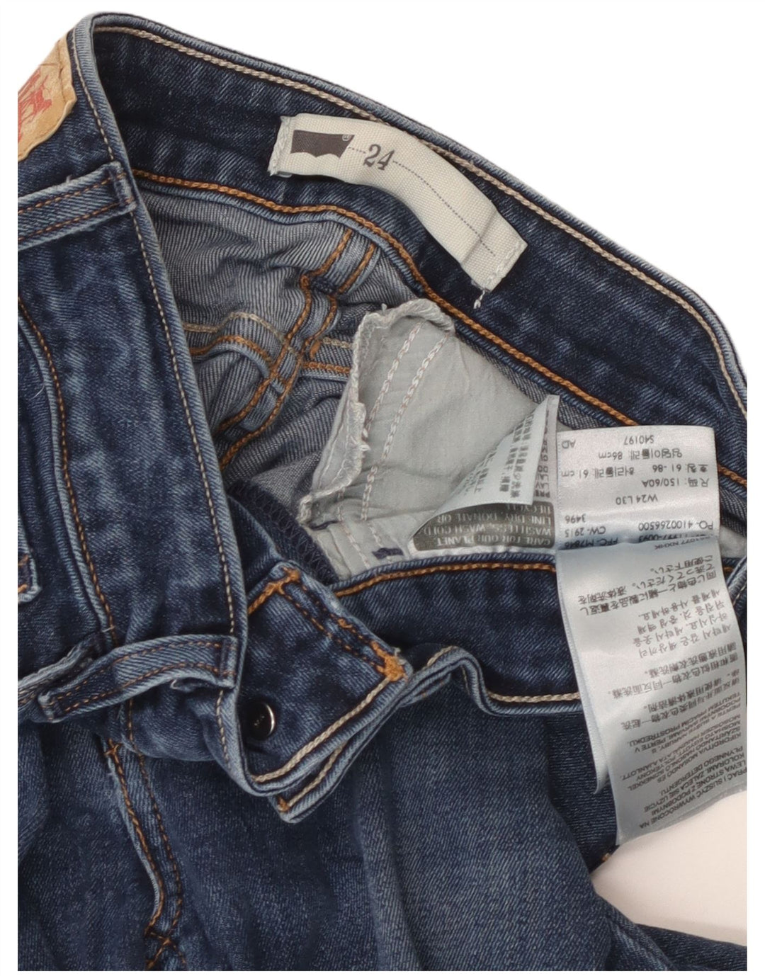 Женские джинсы скинни Levi's W24 L30 синие, хлопок
